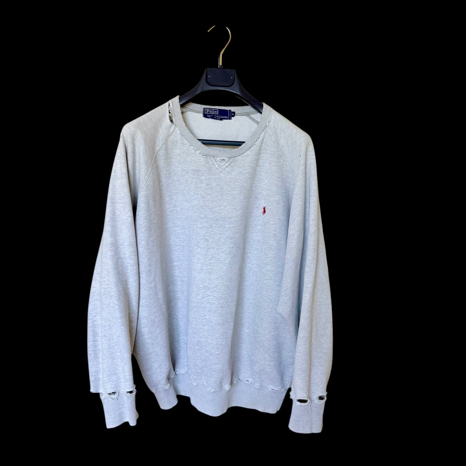Polo Ralph Lauren 90's Distressed Sweatshirt Heather Gray Xl Mens Crewneck
